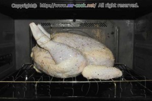 丸鶏をオーブンで焼く