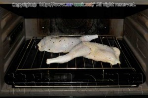 鶏肉をオーブンで焼く