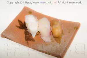 天然真鯛の寿司三種盛り